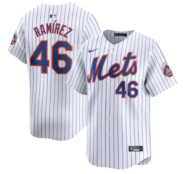 Mens New York Mets #46 Yohan Ramirez White 2024 Home Limited Stitched Baseball Jersey Dzhi